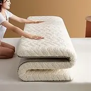 Japanese Futon Floor Mattress, Thickened Soft Folding Mattress, Portable Student Dormitory for Living Room, Sofa, Camping(White,90x190cm(35 * 74in))