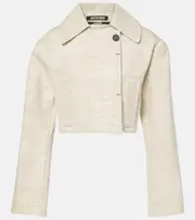 [Jacquemus] Jacquemus Marino De-Nîmes croc-effect denim jacket UK 16 beige