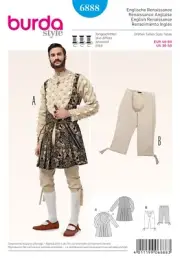 BURDA SEWING PATTERN 6888 MEN 36-50 RENAISSANCE JACKET PANTS W/ CODPIECE COSTUME