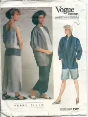 Vogue Sewing Pattern 1522, Vintage Perry Ellis Jacket, Dress, Pants, S 12, Uncut