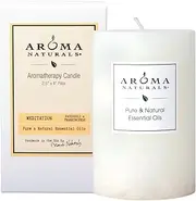 [Aroma Naturals] Patchouli and Frankincense Essential Oil White Scented Pillar Candle, Meditation, 2.5 inch x 4 inch