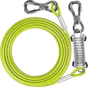 Tresbro 50 ft Dog Tie Out Cable, Heavy Duty Dog Chains for Outside with Spring Swivel Lockable Hook, Pet Runner Cable Leads for Yard Camping，Dog Line Tether for Small Medium Large Dogs Up to 350 LBS