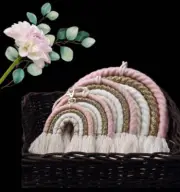 Macrame rainbow wall decor, wall hanging, cot mobile (hand made)