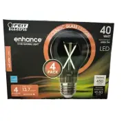 Feit Enhance A19 E26 (Medium) Filament LED Bulb Soft White 40 Watt (4-Pack)
