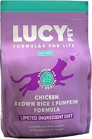 Lucy Pet Products Pet Chicken, Brown Rice & Pumpkin, LID Cat Food 4lb