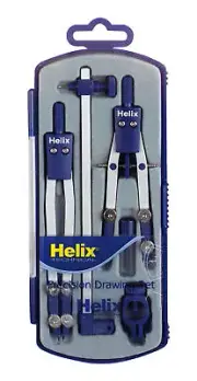 Helix Technical Precision Drawing Set Inc Thumbwheel Compass & Technical Compass
