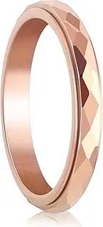 [DIVINA VITAE] Anxiety Ring Titanium Steel Fidget Spinner Ring Rhombus Pattern Spinner Ring Size 7-10 Wedding Ring for Women Men