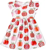 [Yuromoon] Toddler Girls Back to School Print Dresses Pencil Flutter Sleeve Clothes School Outfits 2-8Y