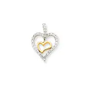 14k Two-Tone Gold Heart Real Diamond Pendant