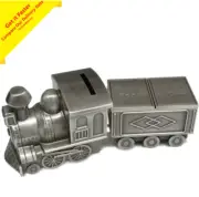 MINI TRAIN TOOTH AND CURL CARRIAGE MONEY BOX BANK PEWTER FINISH BABY GIFTS