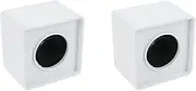 Tsnamay 2Pcs Square Cube Microphone Stand,ABS Interview Logo Mic Microphone Flag Station Logo,White