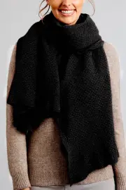 Merinosnug Mansfield Wool Knitted Wrap, Black