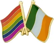 [Pinstant] Gay LGBTQ Rainbow Pride Ireland Irish National Flag Crossed Flags Friendship Love Alliance Allies 1" Enamel Pin, 1 Inch, Enamel, enamel
