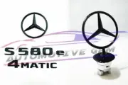 S580e 4MATIC Rear Star Emblem glossy Black Badge Logo Hood Ornament W223 Sedan