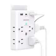 Multi Plug Outlet Extender with USB C Ports, 3 Sided Power Strip Surge Protec...
