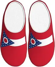 [EdWal] Ohio State Flag print Winter Warm Slippers Indoor Anti-skid Plush Slippers Relaxing at Home for Women Men