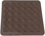 AIMALL 30 Cavities Silicone Macaron Baking Tray, Non-Stick Macaroon Sheet Mat, Easy-Clean Baking Mold, 29x26cm, Coffee Color