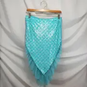 Wonder Nation Teal Aqua Mermaid Sequin Skirt Cover up Pull On 18 (A-1)