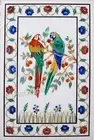 White Marble Patio Table Top for Garden Parrot Pattern Inlay Work Coffee Table