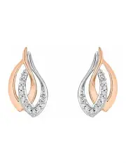 [Amor] Bi Colour Cubic Zirconia Stud Earrings In Rose Gold/Silver