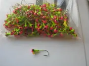 Painted Jig Heads 1/16oz #2 ec gold 250 ct pink/chart.