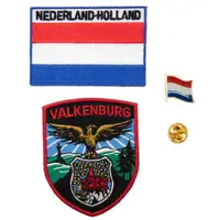 在飛比找ETMall東森購物網優惠-DIY創新刺繡貼章 三件組法爾肯堡地標＋荷蘭國旗刺繡+別針 