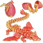 Winged Dragon Surprise Dragon Egg 3D Printed Collectible Toys Gifts for Kids Adults Fantastic Creatures Figures for Stocking Christmas Easter Birthdays Home Shelf Décor (Orange Red, Medium)