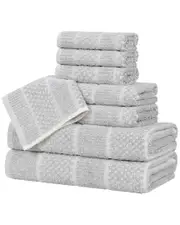 Superior Naples Medium Weight Checkered & Ribbed 8pc Towel Set