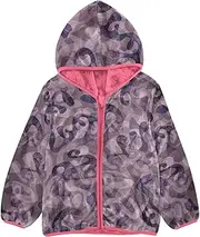 [GuoChe] Girls Sherpa Lined Hoodie Boho Floral Purple Toddler Girls Winter Coat Peach Baby Boy Zipper Hoodie 3-10T