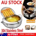 Small Deep Fryer Stainless Steel Frying Pot With Oil Drainer Thermometer & Lid