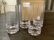 Pottery Barn Spider Web Handcrafted Cocktail Glasses Set of 4 Highball Halloween