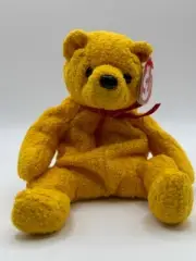 TY Beanie Babies Baby Poopsie Yellow Teddy Bear Plush Stuffed Animal Toy