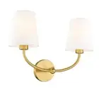 Brushed Gold Bathroom Light Fixtures, Modern 2-Light Wall sconces for