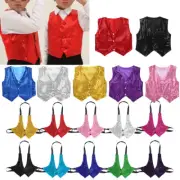 Unisex Sequined Vest Waistcoat Dance Party Show Choir Costume for Kid Boys Girls