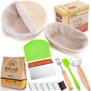 2 Pack Bread Proofing Basket with Linen Liner, 10 9 inch Round & 10 inch Oval