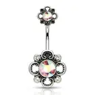 Piercing Navel Double Flower Filigree Aurore Borealis