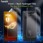 前螢幕+後背保護貼適用於ASUS ROG PHONE 8 PRO高清超薄防刮全屏滿版可修復隱形透明水凝軟膠膜-非鋼化玻璃