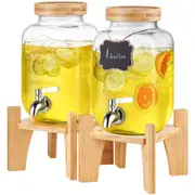 VEVOR Beverage Dispenser, 1 Gallon Drink Dispensers for Parties, Glass Juice Dispenser with Stand, Stainless Steel Spigot, Iced Tea Lemonade Juice Wat