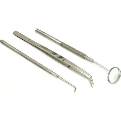 Pick Inspection Mirror Bent Nose Tweezer 3 Tools Craft Art