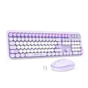 Wireless Keyboard and Mouse Combo, 2.4GHz Retro Full-Sized Keyboard and