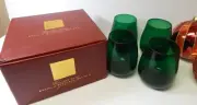 Set 4 Lenox Stemless Wine Glasses Holiday Gems Emerald Green Glass NEW in BOX