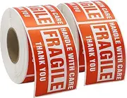 2 x 3 Inch Fragile Stickers Handle with Care Warning Packing Shipping Label, Permanent Adhesive, [500 Labels Per Roll], BOMEI PACK