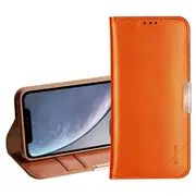 Magnetic Horizontal Flip Genuine Leather Case For Iphone Xr With Card Slots and Holder (Brown)