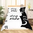Dog Side and My Side Printed Bedding Duvet Cover King Size Couple Pattern Bla...