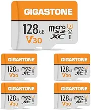 Gigastone 128GB 5-Pack Micro SD Card, 4K UHD Video, Surveillance Security Cam Action Camera Drone Professional, 95MB/s Micro SDXC UHS-I A1 Class 10
