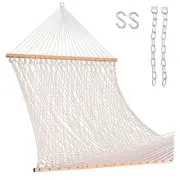 12FT Double Rope Hammocks, 2 Person Hand Woven Cotton Hammock with Natural
