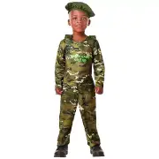 Military Army Commando Boys Soldier Strong Camo Costume Jumpsuit 2-4T - 2T/4T