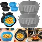 2Pcs Air Fryer Silicone Pot with Handle Reusable Air Fryer Liner Heat cakyx