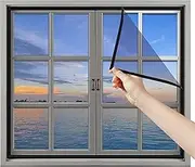 WD&CD Adjustable DIY Window Net Fiberglass Fine Mesh Screen Protector, Black, Fits Max 120*250CM