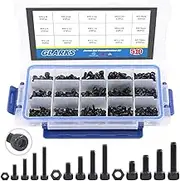 Glarks 510Pcs M3 M4 M5 12.9 Grade Alloy Steel Socket Cap Bolts Screws with Nuts Assortment Kit, Black Oxide Finish